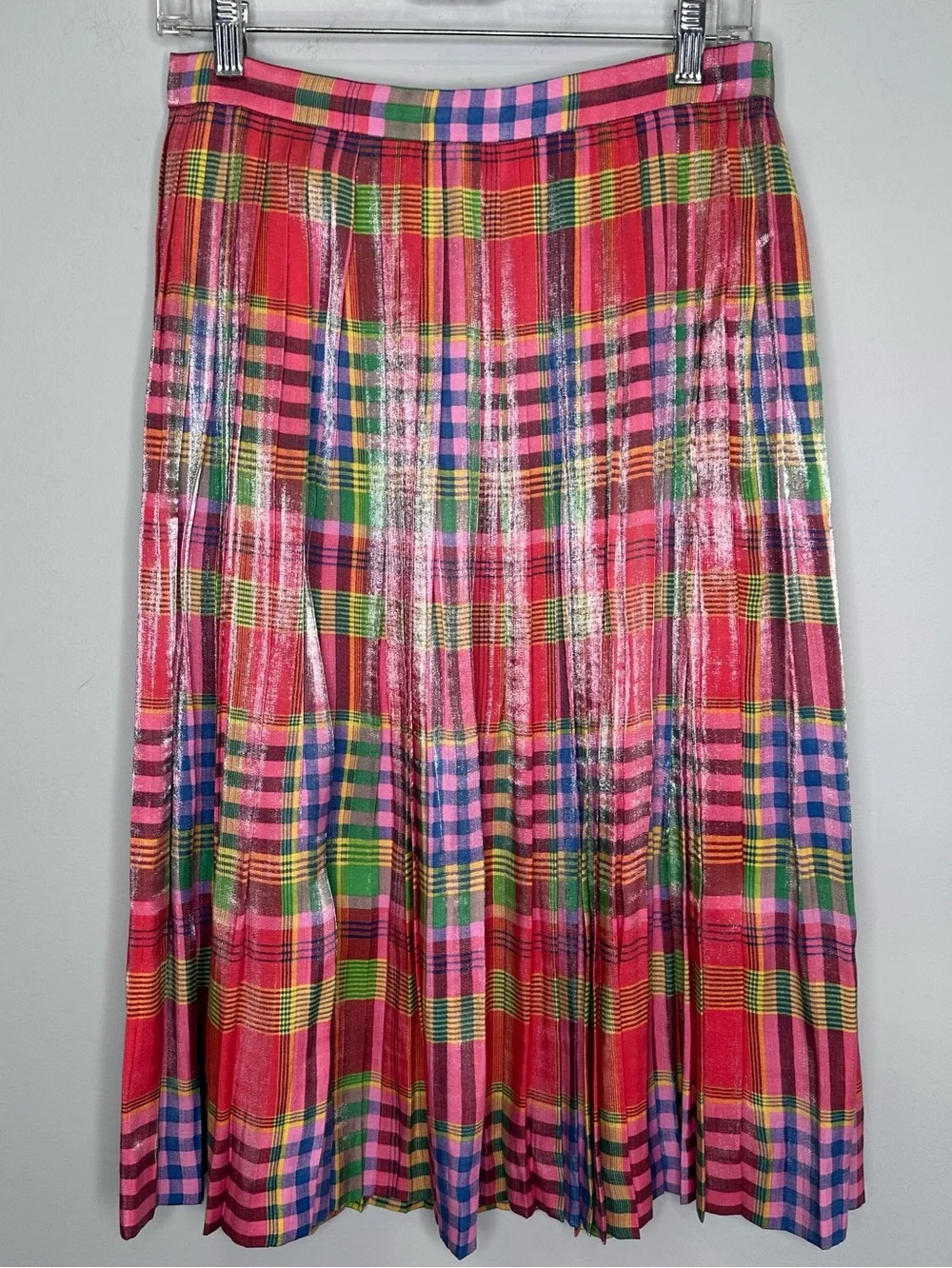 J. Crew Women’s Multicolored Shimmery Pleated Plaid Skirt L3614